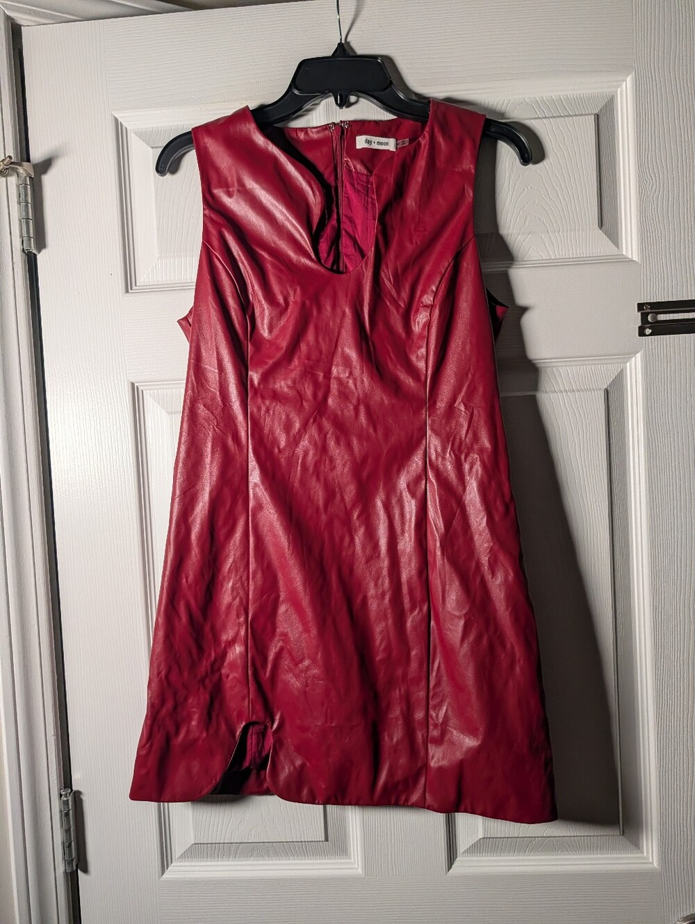 Day + Moon Burgundy Faux Leather Sleeveless Mini Dress Size M